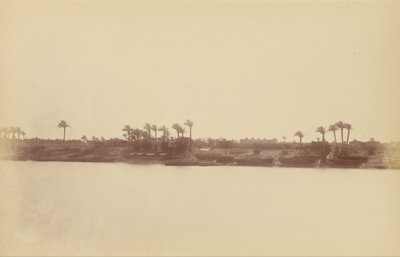 Banks of the Nile with Palm Trees and Boats by Théodule Devéria